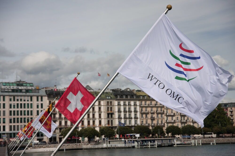 Why what the World Trade Organization does matters world trade organization: Image of WTO flag flying next to a Swiss flag