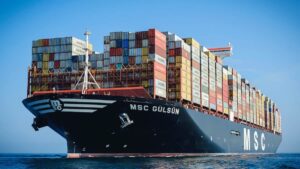 global supply chains: Image of the cargo ship MSC Gulsun