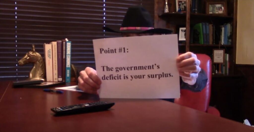 Cowboy Economist: How the government finances its deficits Government finance: An image of John T Harvey, the Cowboy Economist, explaining how the US government finances its deficits