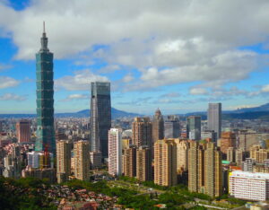 Economic value: An image of the skyline of Taipei Taiwan