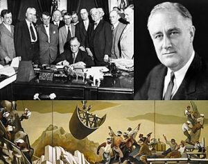 Images representing the new deal of President Roosevelt